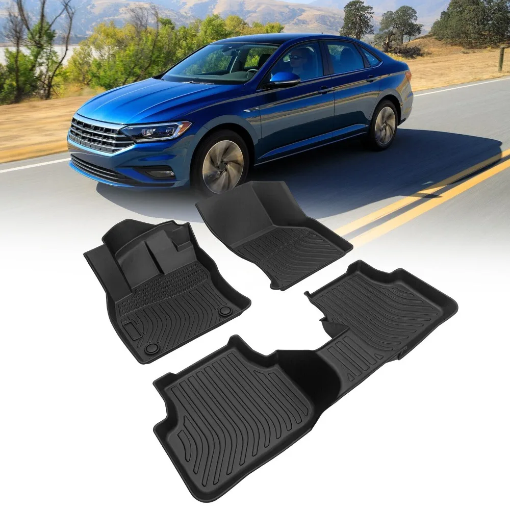 

US Car Floor Mats for 2019-2023 Volkswagen Jetta Black All-Weather TPE Rubber