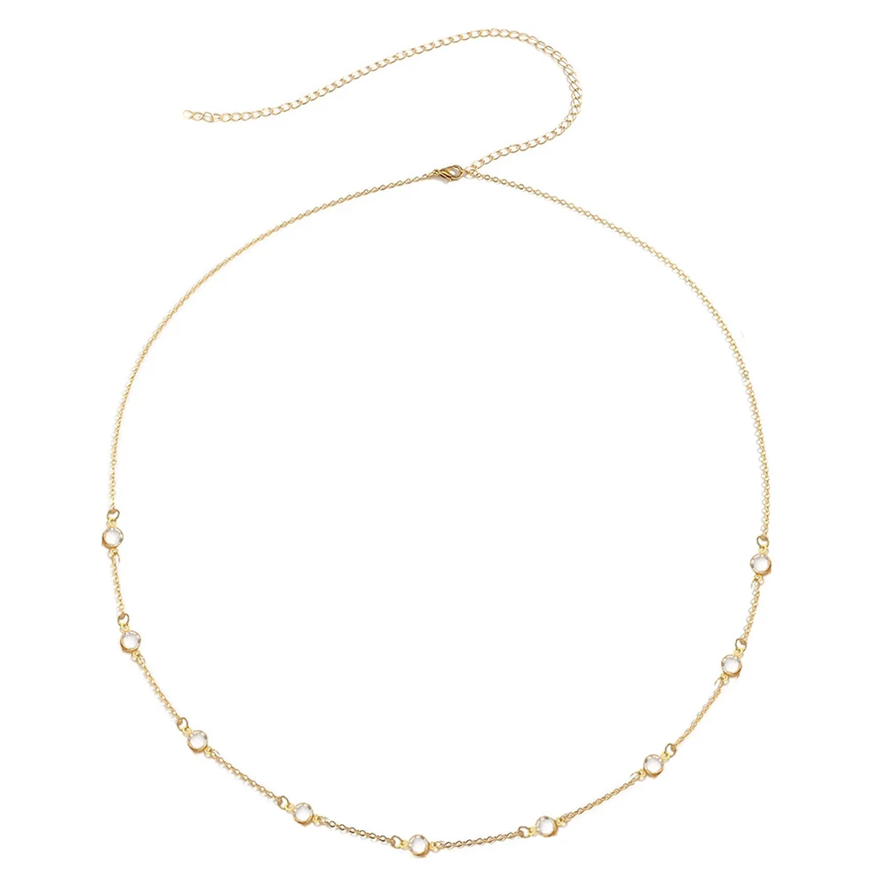 MinaMaMa 2022 New Stainless Steel Bikini Jewelry Crystal Waist Chain Belly Chain For Women Girls Minimalist Sexy Body Accesorios