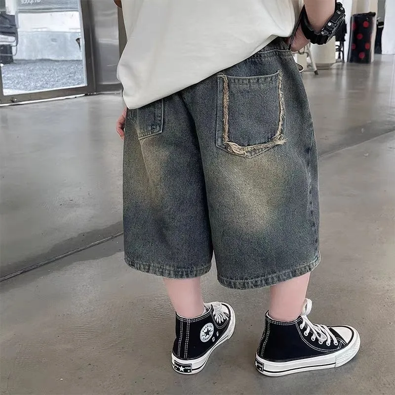 1-10 Jahre Jungen-Jeansshorts RAISE, lockere Sommer-Kindershorts mit elastischem Bund, lässige Shorts für Kleinkinder und Babys, Jungen-Jeansshorts – Detail 1