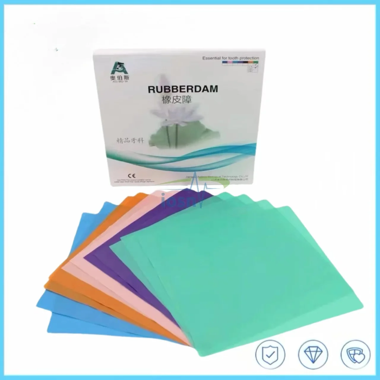 Non Sterile High Quality Dental Dam Natural Rubber Latex Dam Nnti-allergy 52pcs 5x5 / 36pcs 6x6 Oral Care Materials