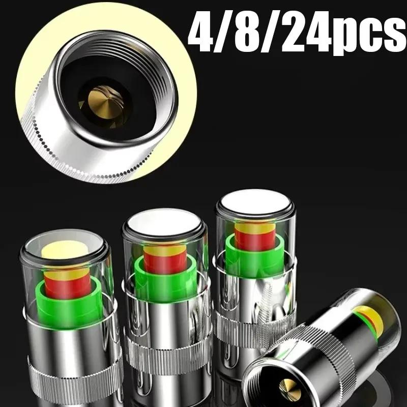 4/24 pz. Tappo Valvola Sensore Pressione Pneumatici Moto Auto Indicatore Occhio di Avvertimento Strumento Ispezione Pressione Gomme Auto Valvola Pneumatico