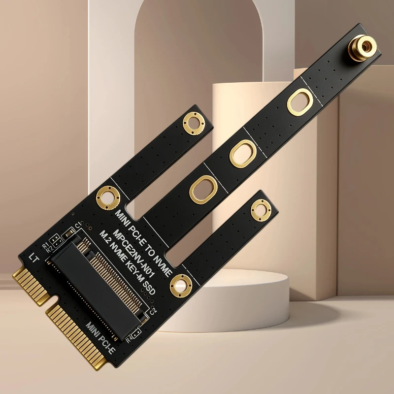 Black Mini PCIE to NVME Riser Card Mini PCI Express to NVME M.2 Key-M Expanion Card NVME SSD Adapter Compatible with Motherboard