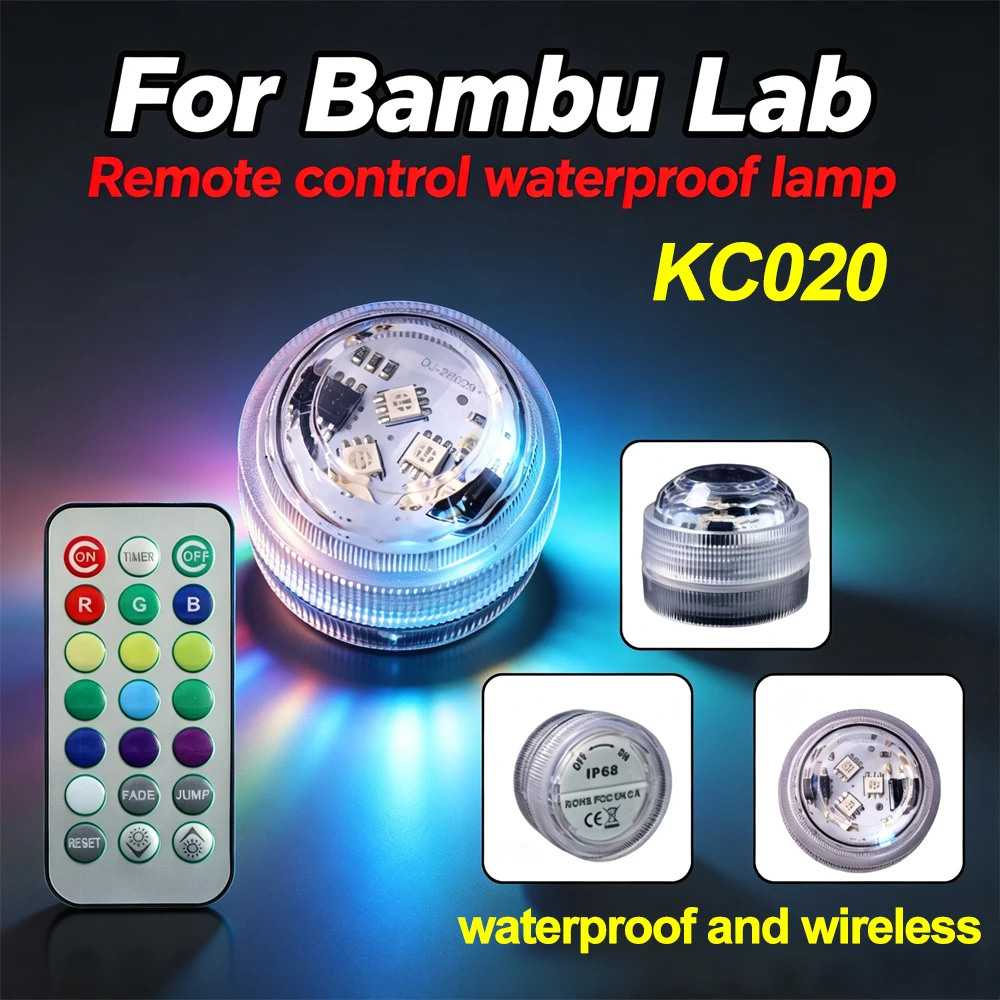 For Bambu Lab RGB LED Remote Control Waterproof Lamp KC020 Multicolour Atmosphere Lights Decorative Lights for 3D Printers