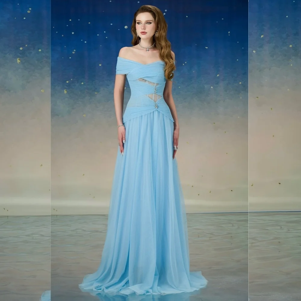 

Изысканные шифоновые плиссированные длинные платья трапециевидной формы с открытыми плечами по индивидуальному заказу в стиле ретро