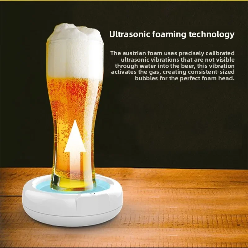 Electric Ultrasonic Beer Foam Maker - Fast Foaming Machine, Creative Party Tool for Cocktails & Drinks, Quick Foam Generator