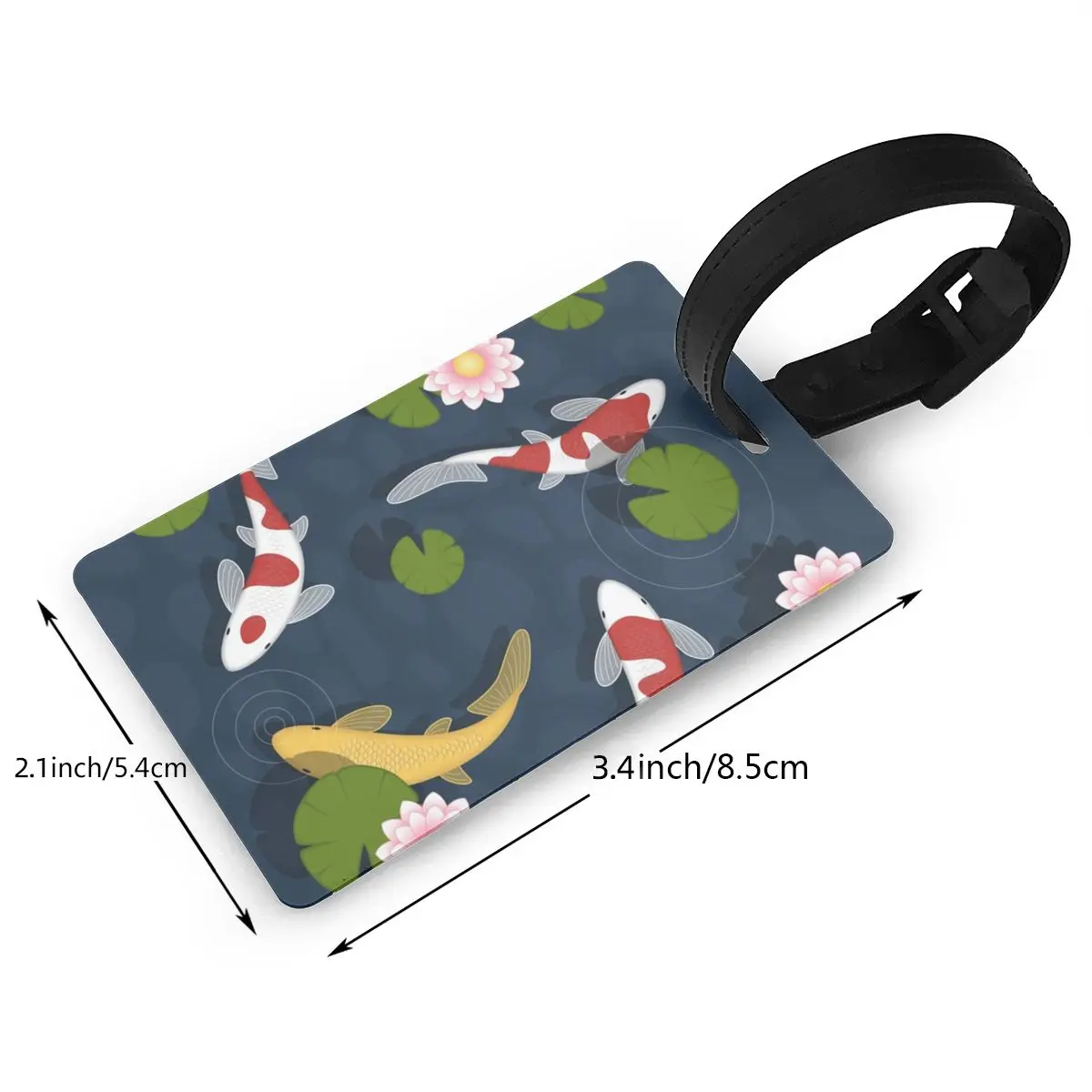 Giapponese Koi Fish Pond etichette per bagagli accessori per valigie etichetta per imbarco bagagli in PVC da viaggio porta etichette portatile nome ID indirizzo