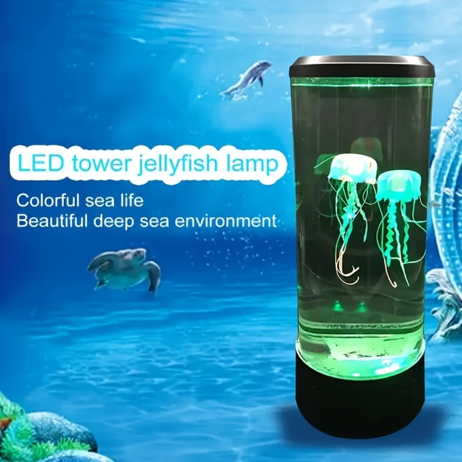 Jellyfish Lava Lamp with Multiple Color Changes 8-inch Small Night Light USB Plug in Atmosphere Light