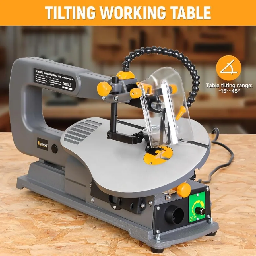 مناشير تمرير كهربائية 16 بوصة لأعمال النجارة 1.2 أمبير سرعة متغيرة مع طاولة عمل كبيرة مائلة ومنفذ غبار متكامل لـ Pr #5