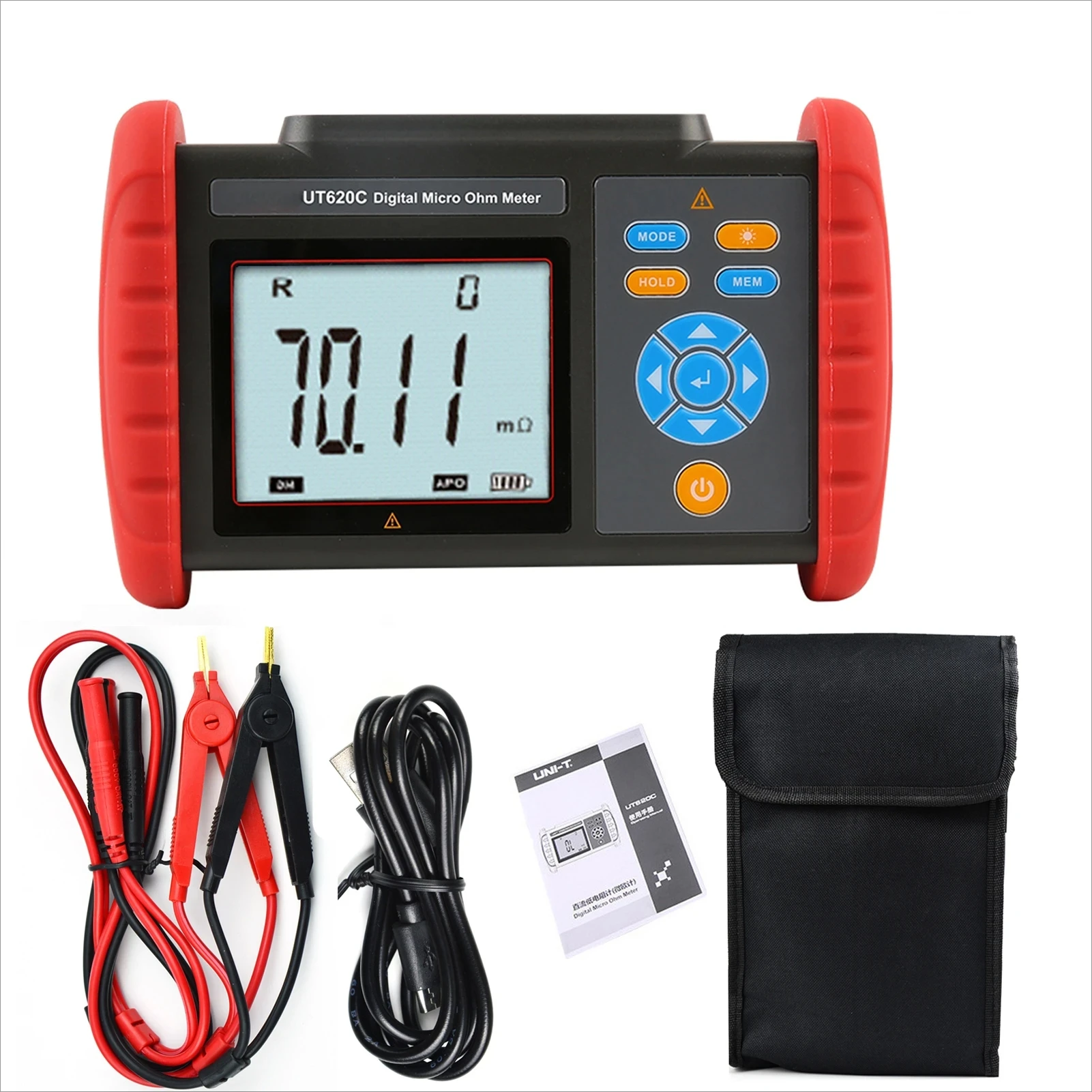 UNI-T UT620C Digital DC Low Resistance Meter Micro Ohm Meter Cable Wire/Coil/Motor Resistance Tester