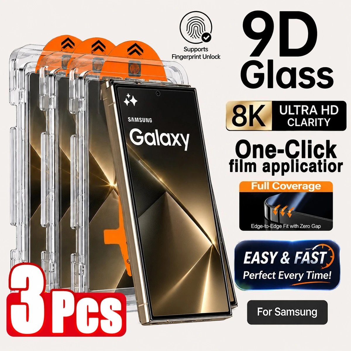 3Pcs Oleophobic Coating Screen Protector For Samsung A56 A16 A26 A36 A55 A53 A73 S25 S26 Ultra S23 S24 FE S22 HD Tempered Glass