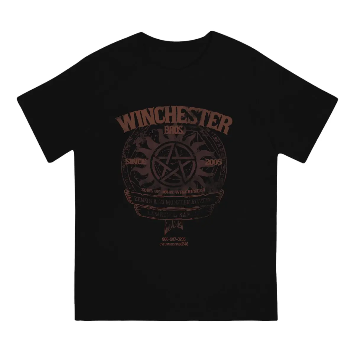 Men\'s Winchester Bros T Shirt Supernatural 100% Cotton Tops Novelty Short Sleeve O Neck Tee Shirt Summer T-Shirt