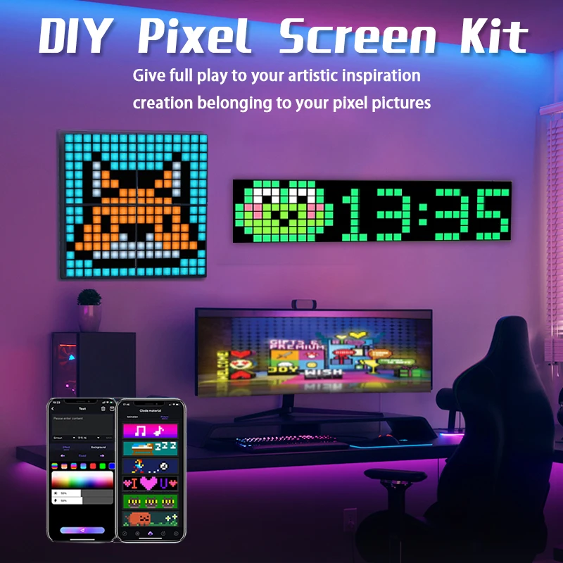 

LED Smart Splicing Pixel Display APP Control Customizable DIY Text Pattern Animation Home Decoration Game Room Bar Christmas