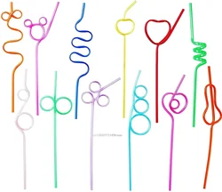 10pcs Crazy Curly Drinking Straws Colorful Unique Flexible Drinking Tube Kids Birthday Party Supplies Bar Drinkware Accessories
