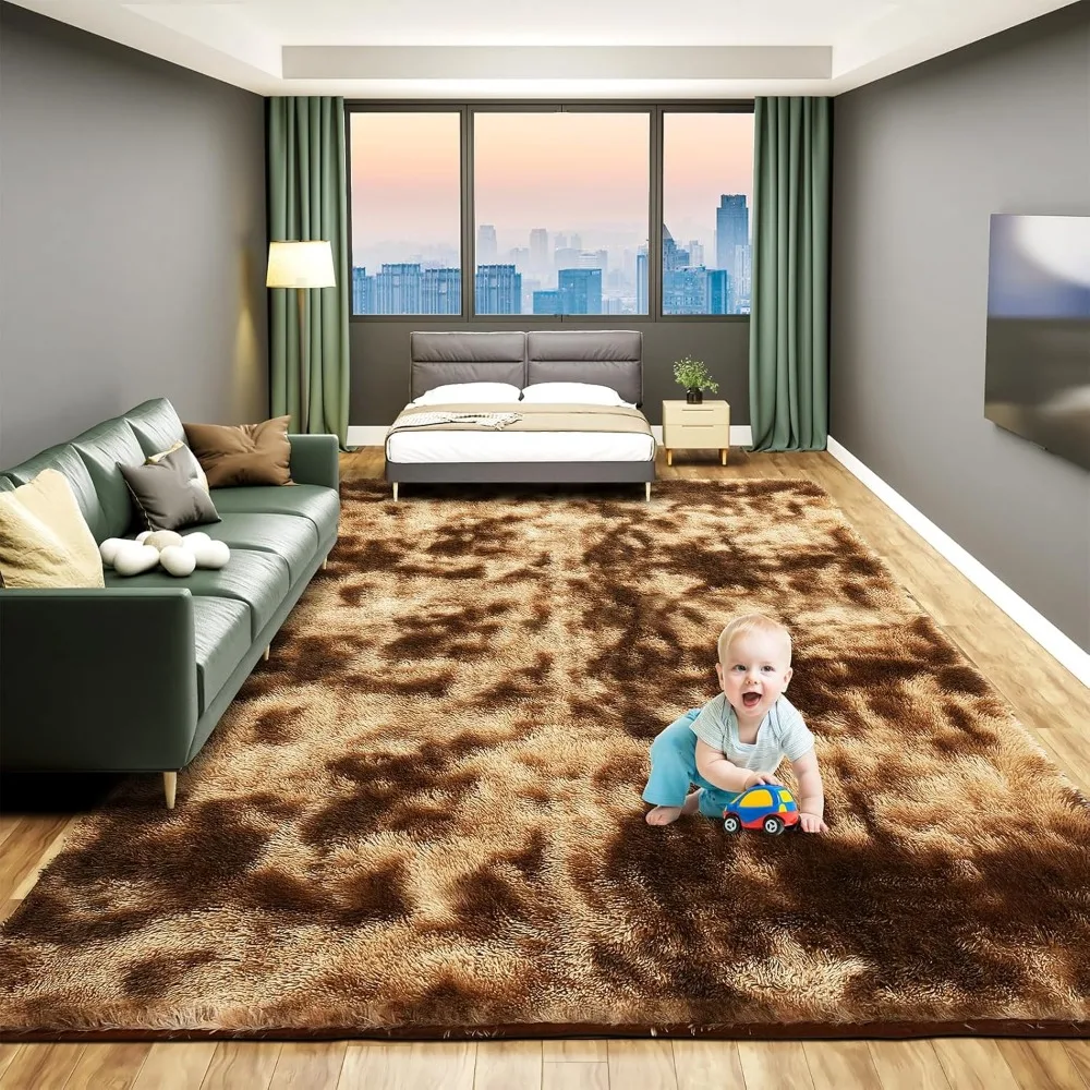 

Large 9x12 Area Rugs for Living Room, Luxury Fluffy Shag Fuzzy Plush Soft Modern Area Rugs, Big Thick Soft Nursery Rug, Anti-Ski
