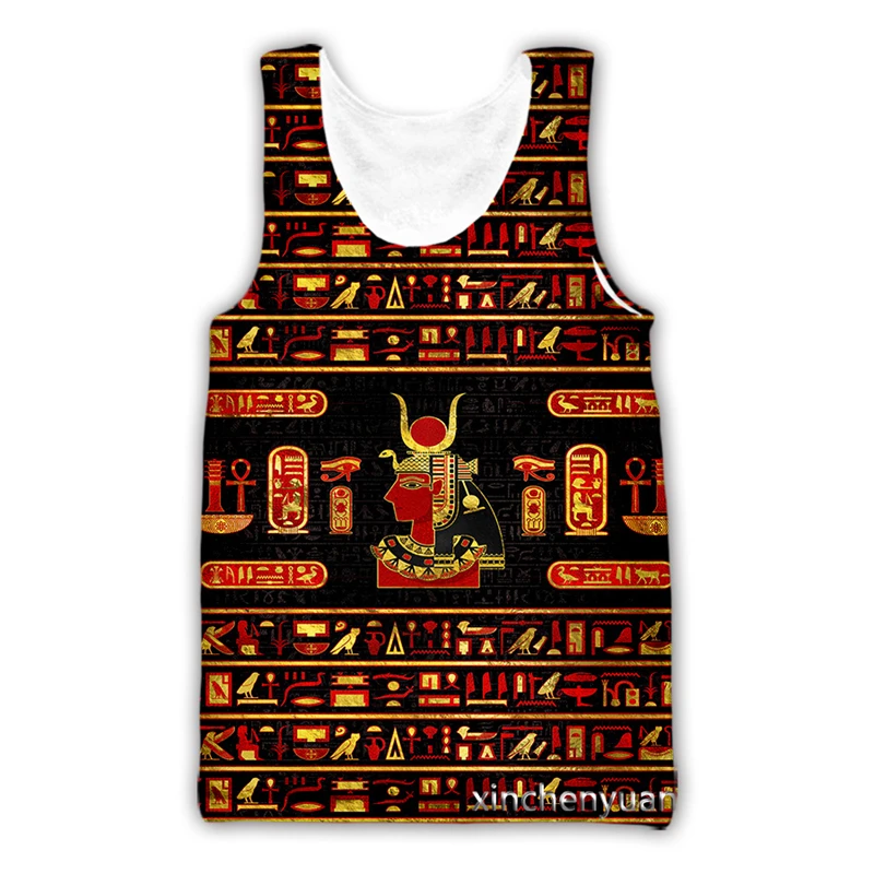 

New Ancient Egyptian Egypt God Pharaoh Tank Tops Men's Clothing Harajuku Streetwear Oversized Tops Sleeveless T-Shirts Clothing