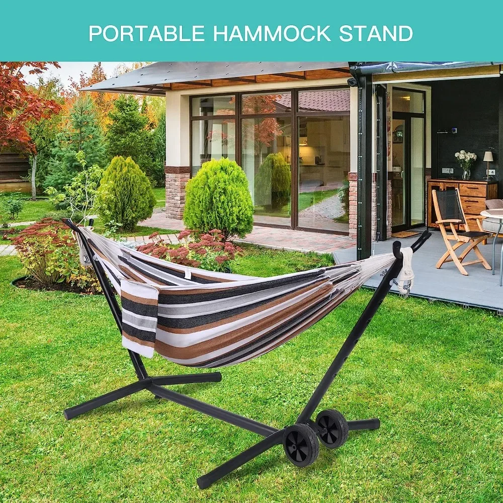 Portable Hammock with Stand Included with Wheels Outdoor Double 2 Person Heavy Duty Hamacas con Base 450 lb Capacity