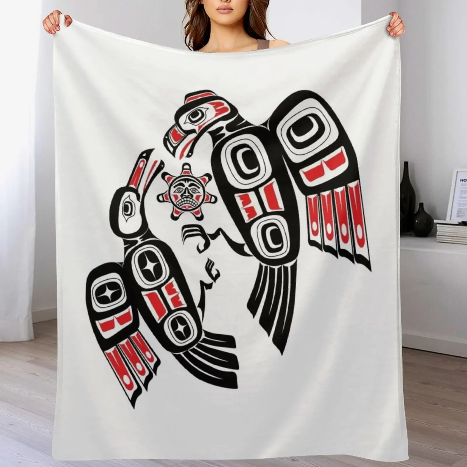 

Haida Eagle Battles Raven for the Light Throw Blanket wednesday Sofa Blankets