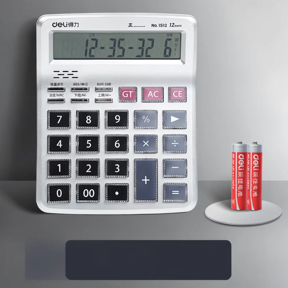 For Deli Accounting Electronic Calculator Big Screen Voice Reporting Professional Office Tool High Precision Desktop Device