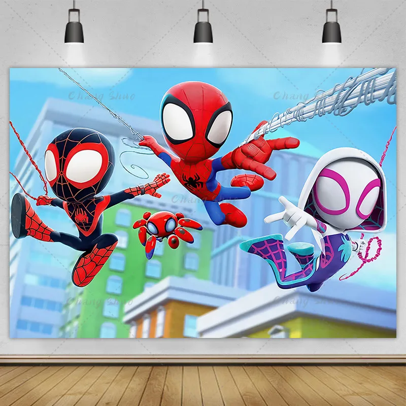 MARVEL Spidey And His Amazing Friends Banner Photography Backgrounds Vinyl Cloth Party Backgrounds For Kids Birthday Party Decor