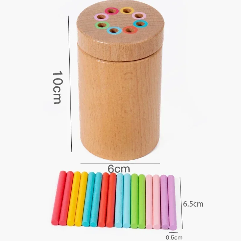 Juguetes a juego de madera Montessori, palo de clasificación a juego de colores, juguete de equilibrio, habilidades motoras finas, juguetes educativos de aprendizaje de matemáticas para niños