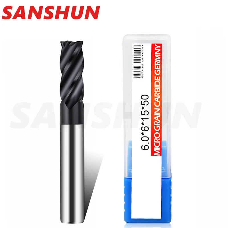 HRC50 Tungsten Steel Carbide lengthening Milling Cutter 4-Flute Nano-Coating Flat Bottom Endmills CNC Mechanical Endmill Tools