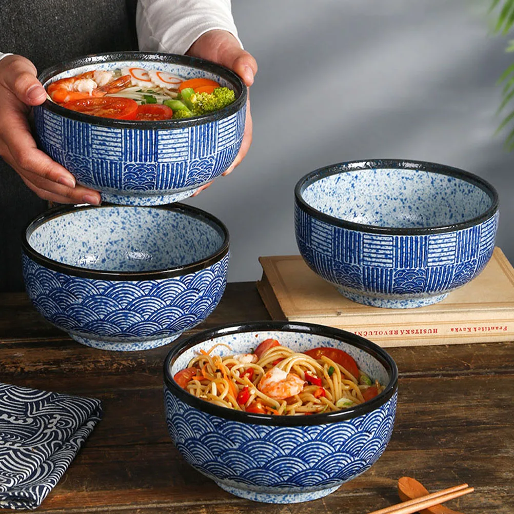 

High-End Ceramic Ramen Bowl Wear Resistant Matte Surface Stackable Compact Soup Bowl for Home Use Instant Noodles Microwave Safe