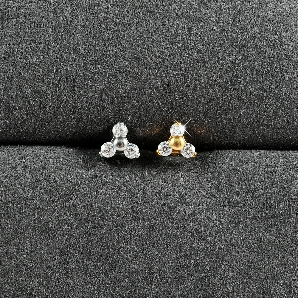 1 Stück Glänzender CZ-Blumen-Labret-Stud in verschiedenen Formen, G23 reines Titan, Innenschraube, Zirkonia, Rook-Ohrstecker, Traugs Conch Ohrring, 16g – Detail 3