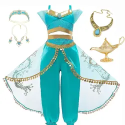 Summer Costume for Girls Jasmine Dress Aladdin Princess Magic Lamp Carnival Clothing Vestidos Halloween Party Cosplay Costume