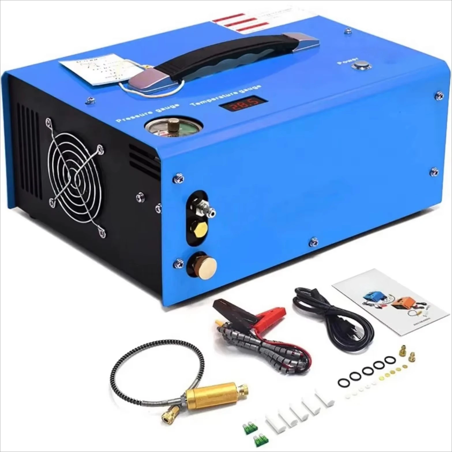 12V vehicle-mounted horizontal pump 4500PSI2025 new portable automatic shutdown air compressor