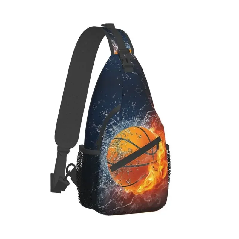 Basketball Ice And Fire Sling Chest Bag  Sport Player Crossbody Shoulder Backpack for Men Traveling Daypack