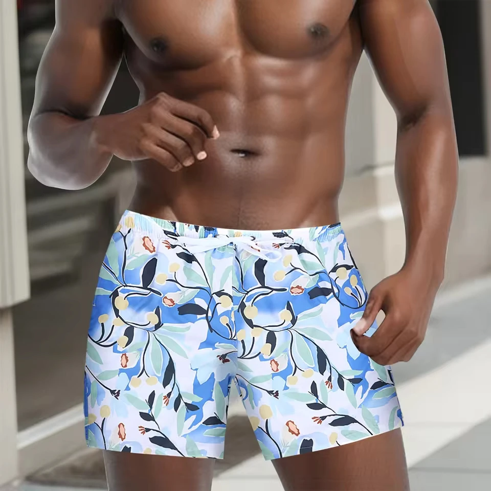 Men's summer stretch swim trunks Summer Outdoor Home Solid Color Casual Bright Surfing Sports Men's Beach bermuda masculina