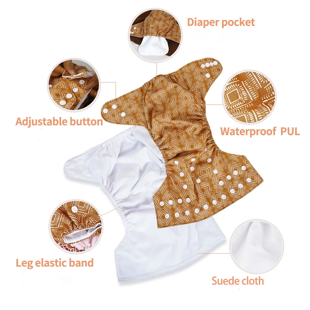 Elinfant 3PCS Adjustable Cloth Diaper For 3-15kg Baby Washable One Size Cloth Diaper Waterproof  Training Pants Nappy Cover