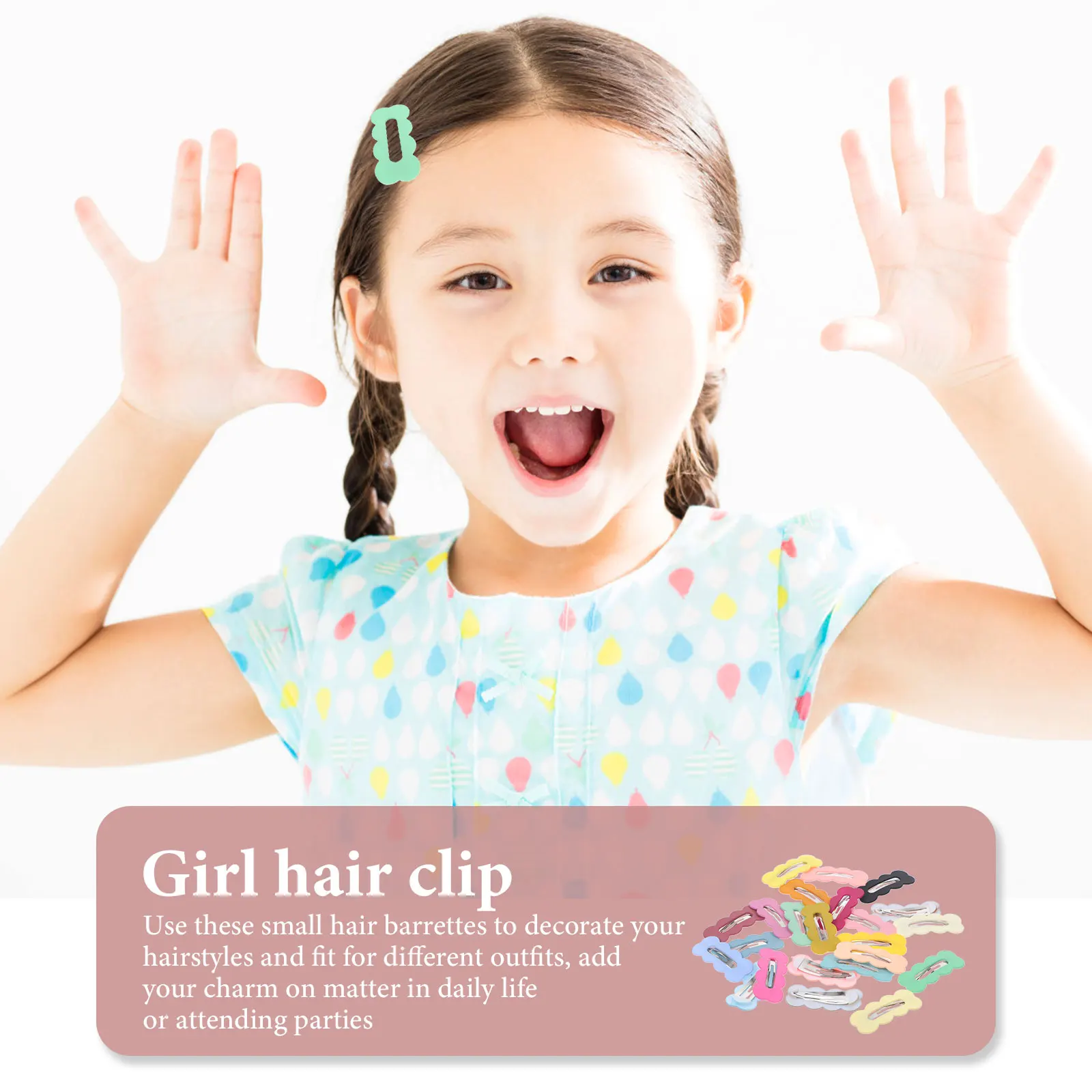 

30pcs Candy Colored Hair Clips Snap Plastic Barrettes Cute for Girls Women Kids Accessories Toddler Party Cosplay Dance Costume