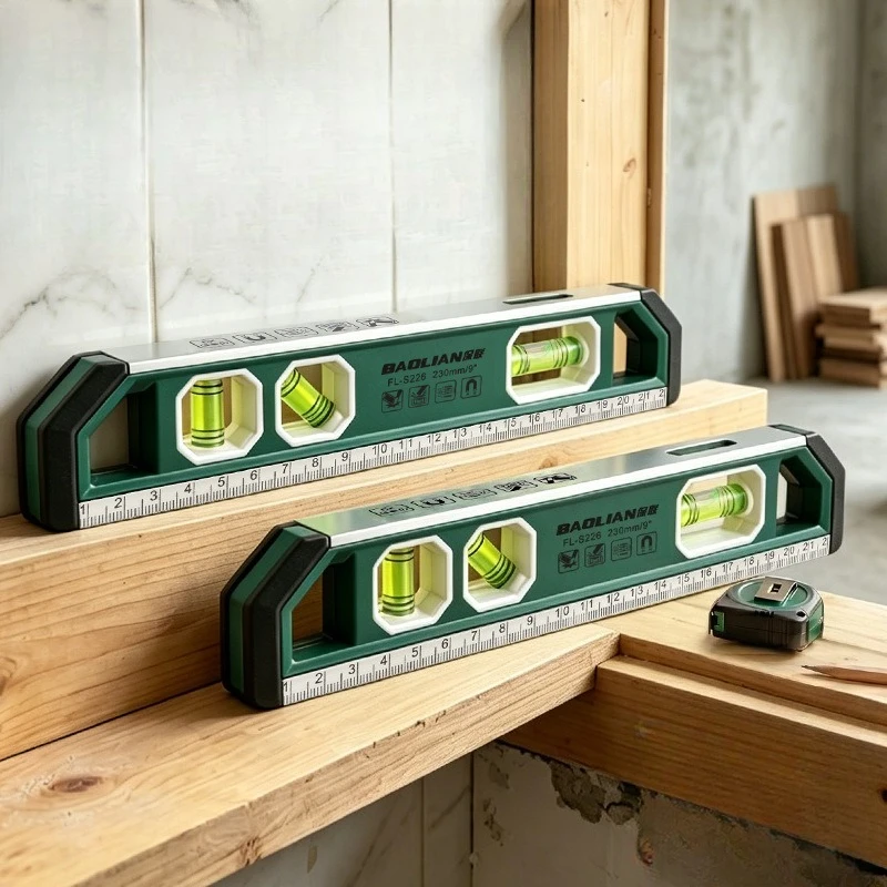 Three Bubble Mini Magnetic Level High Bore Gauge 0°/45°/90° 225MM Shockproof Precision Ruler High-precision Car Horizontality
