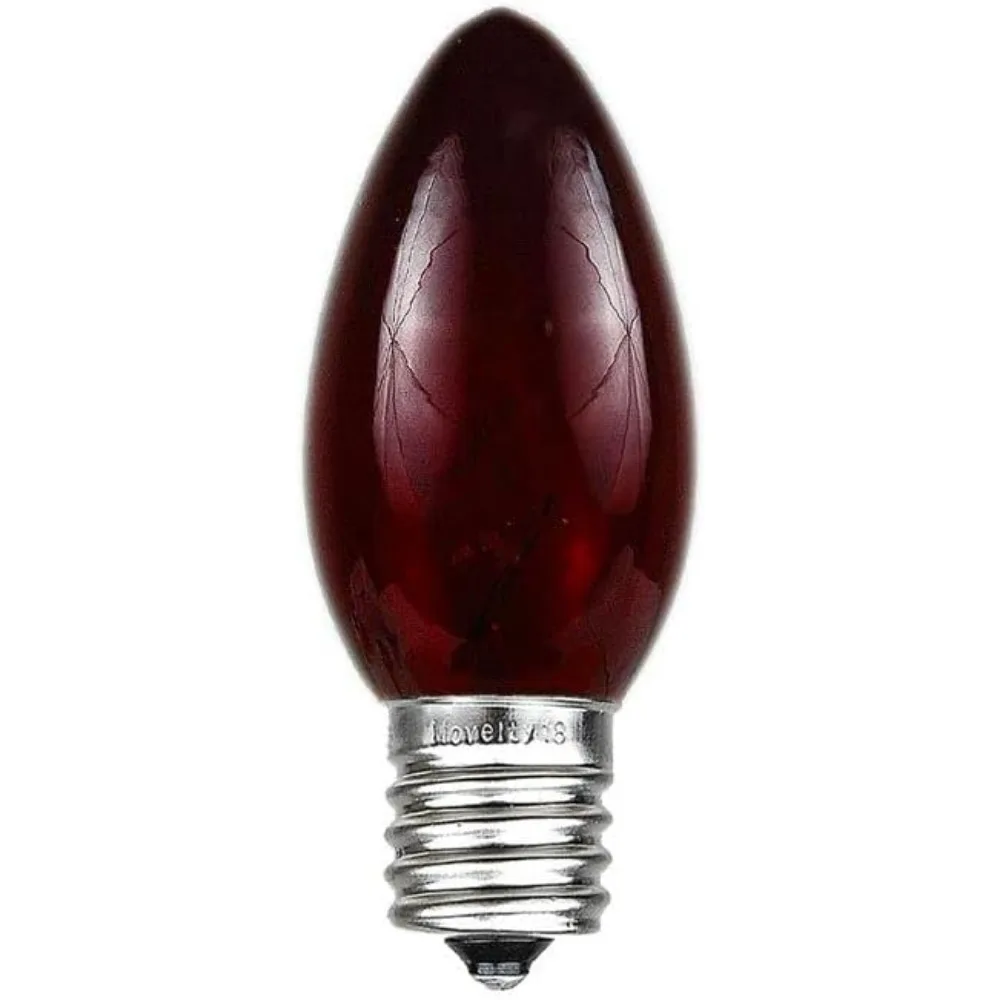 500 لمبة بديلة لعيد الميلاد C7 باللون الأحمر في الهواء الطلق، قاعدة شمعدان 5 وات، 500 عبوة للإضاءة الاحتفالية