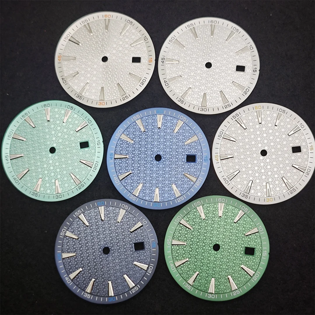 33.5MM Watch Dial Multi-colour Geometric Texture Surface Green Luminous Watch Faces Watch Accessories for NH35 NH36 4R Movement