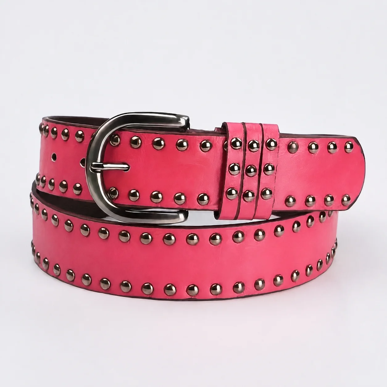 Emo Hardware Jeans Round Bead Rivet Belt Metal Belt Y2K Women Men Punk Alloy Buckle Jeans Decorative Accessories Waistband