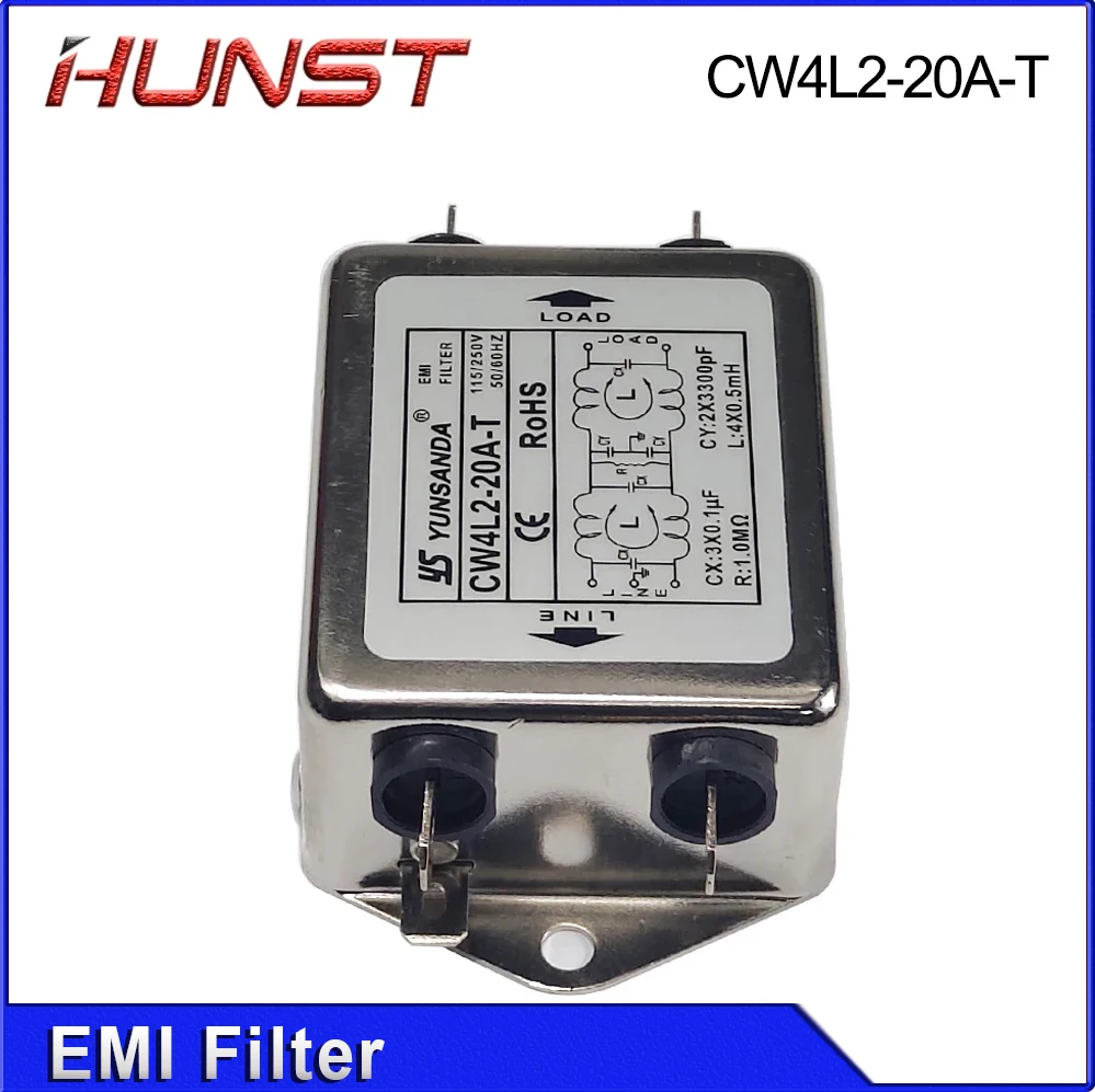 Hunst EMI Filter CW4L2-20A-T Single Phase AC 115V / 250V 20A 50/60HZ For Laser Cutting Engraving Machine And  Marking Machine.