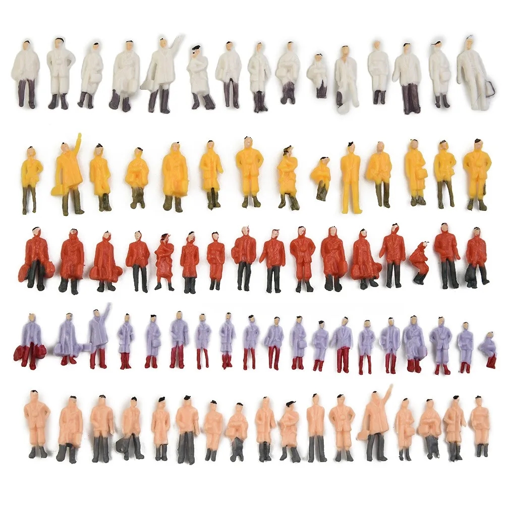 50Pcs 1:87 Scale Model Miniature Architectural Painted Models Human Scale Model ABS Plastic People Figures Random Poses