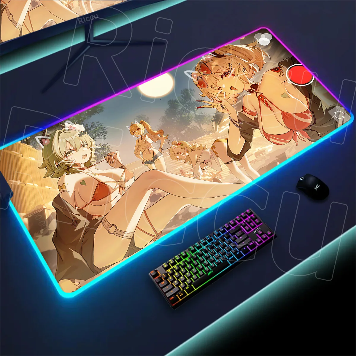 

New Sexy Anime Gamer Cute Burnice White RGB Mousepad Zenless Zone Zero Mouse Pad Laptop Gaming PC ZZZ Large Keyboard Accessories