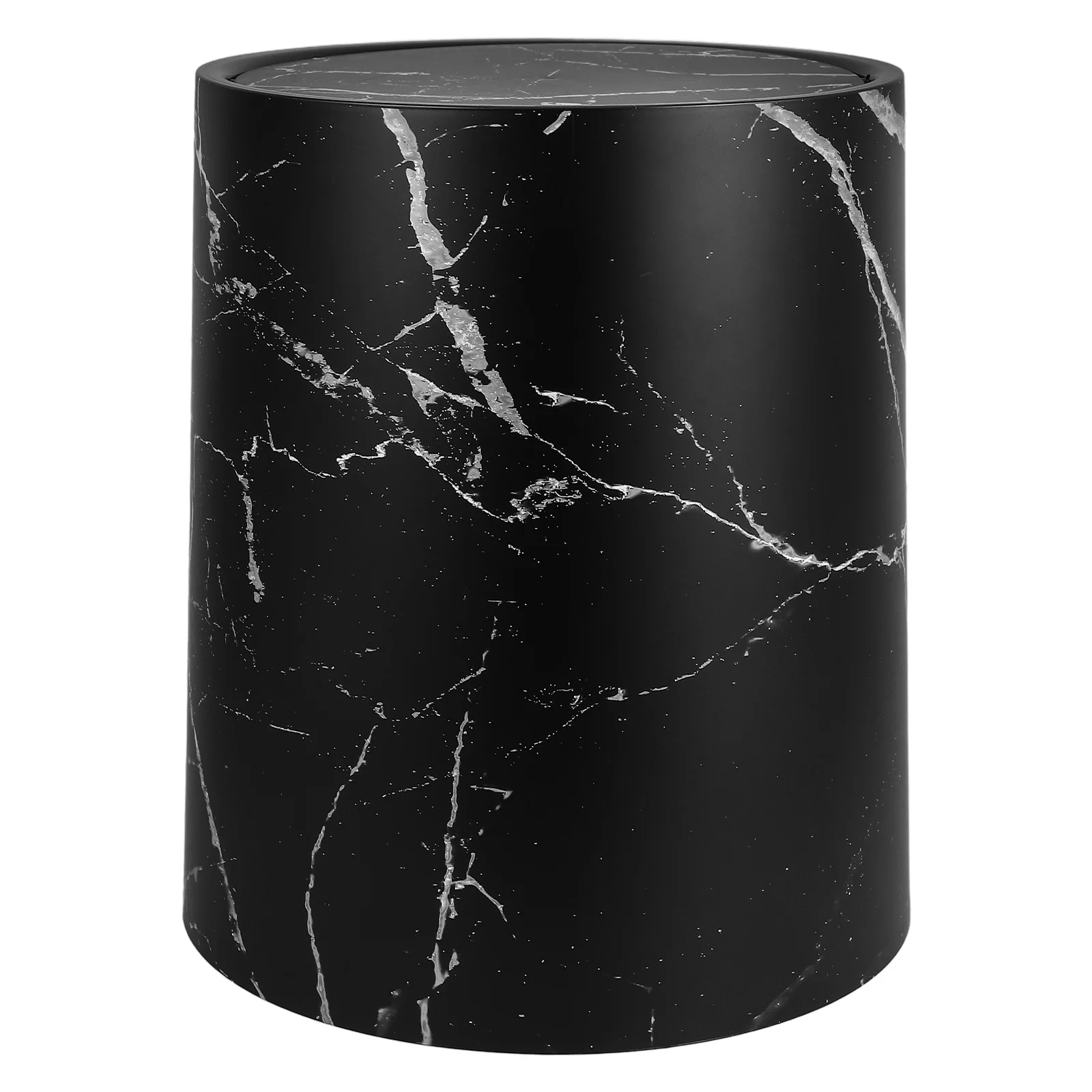 

Marbling Design Double Layer Thickened Plastic Swing Lid Trash Bin For Bathroom Kitchen Office Home Large Capacity Waste Bin