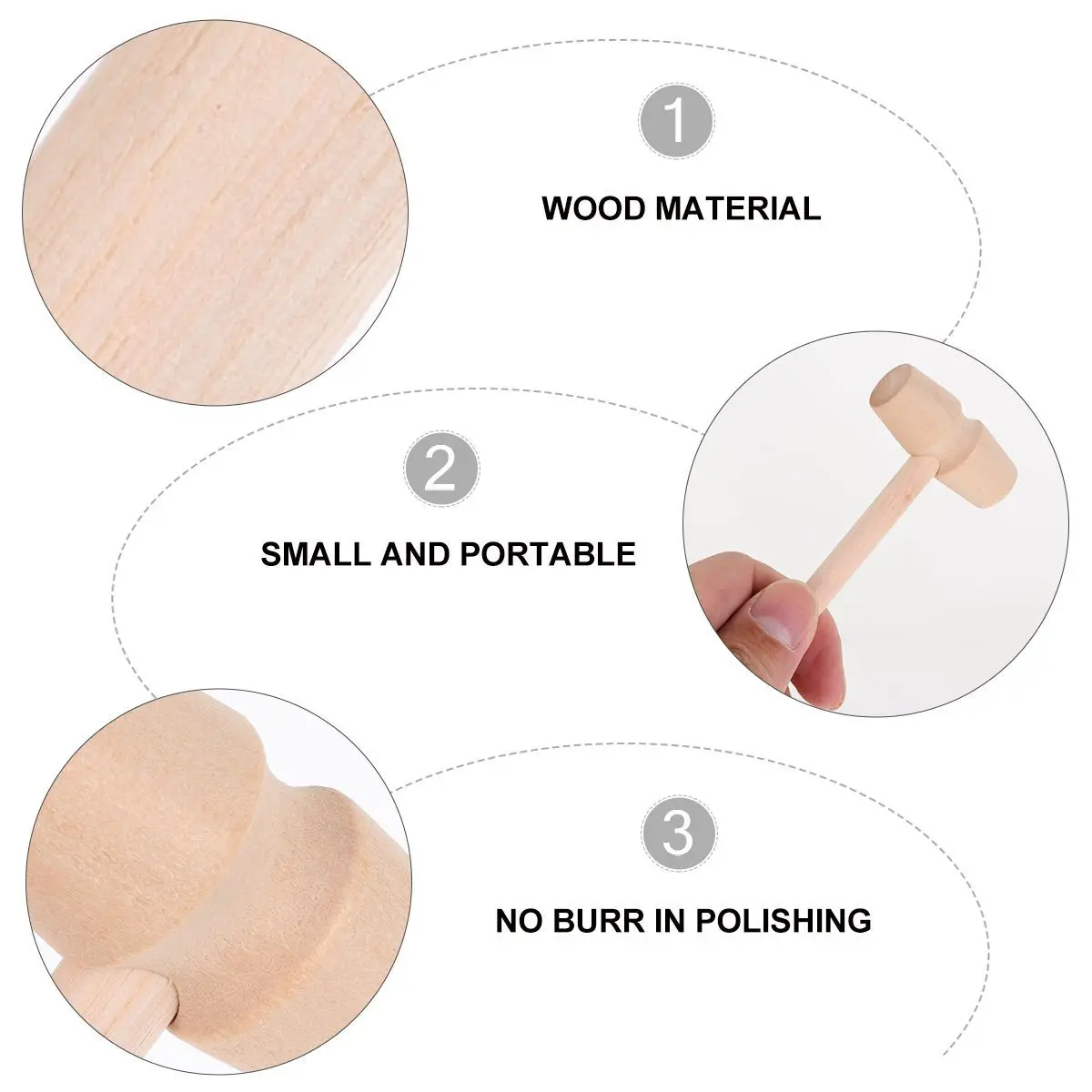 10pcs Wooden Hammer For Kids Mini Mallets Small Hammers Hammers Hand Eye Coordination Development Safe Polished Wood Hammer Tool