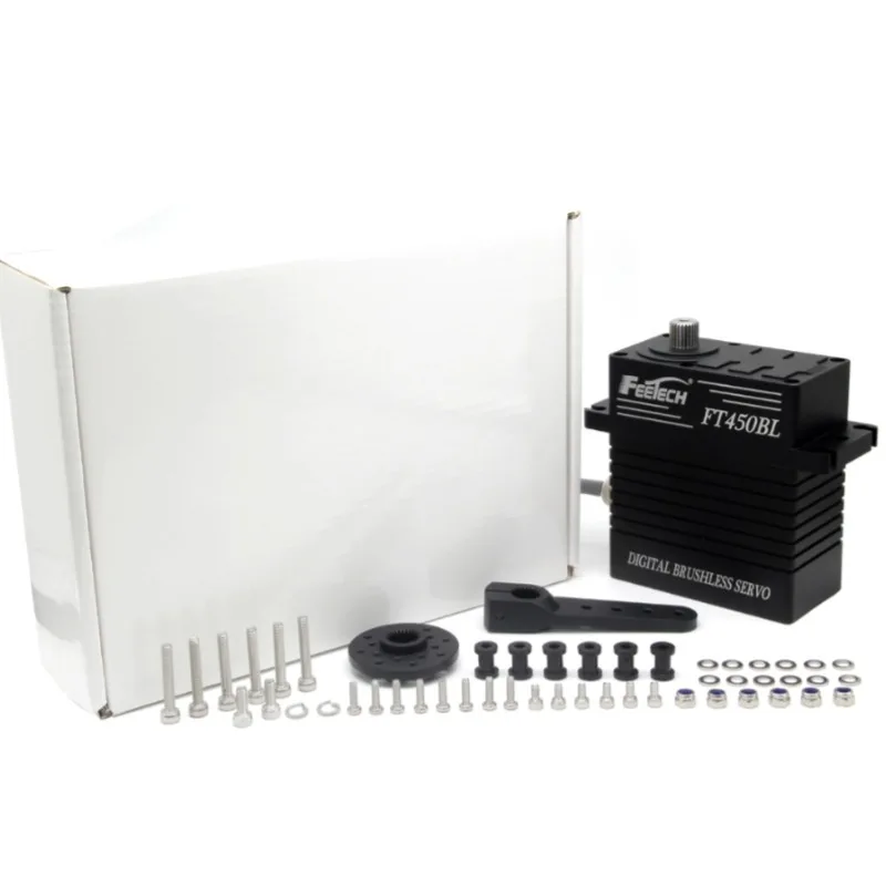 

450 кг.см @ 24 В 850 г цифровой бесщеточный ШИМ с ЧПУ Feetech FT450BL промышленный сервопривод с высоким крутящим моментом стальная шестерня металлический рожок 180 угол