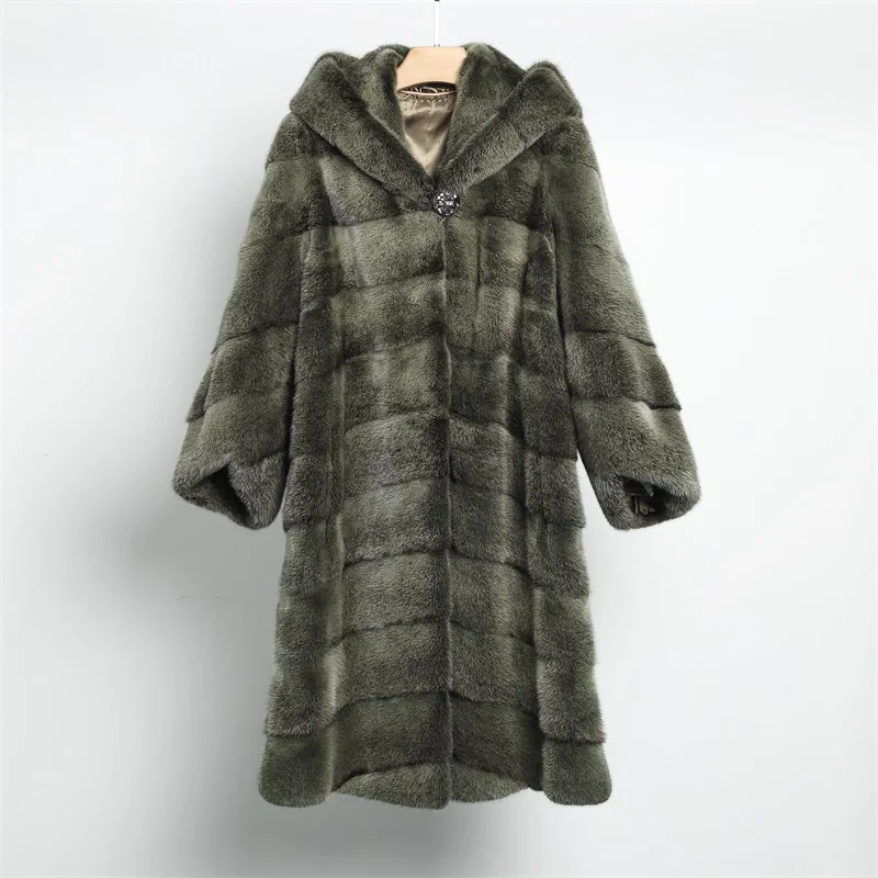 Mink Patty Cross Coat para mulheres, Mink Fur Grass Coat, Pet Powder, Casaco espessado de inverno, Todo