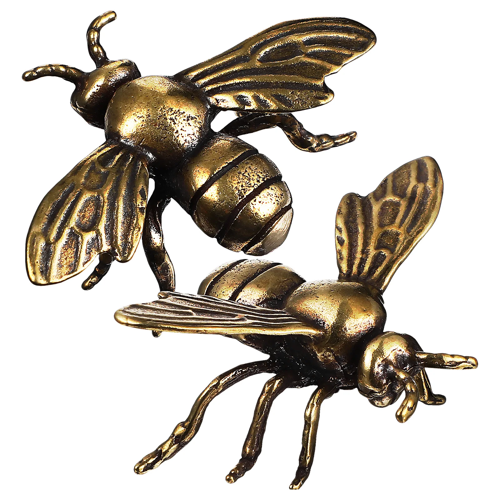 

2 Pcs Brass Bee Ornament Handmade Home Decor Desktop Figurines Metal Statue Office Adornments Miniature Brass Crafts