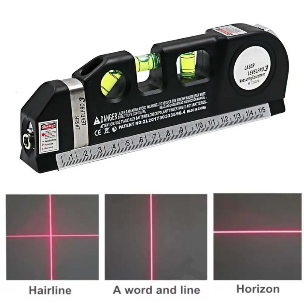 Vertical Measure Laser Level Horizon Aligner Standard 8FT Measuring Tool Metric Rulers with infrared 4-in-1 laser level ruler