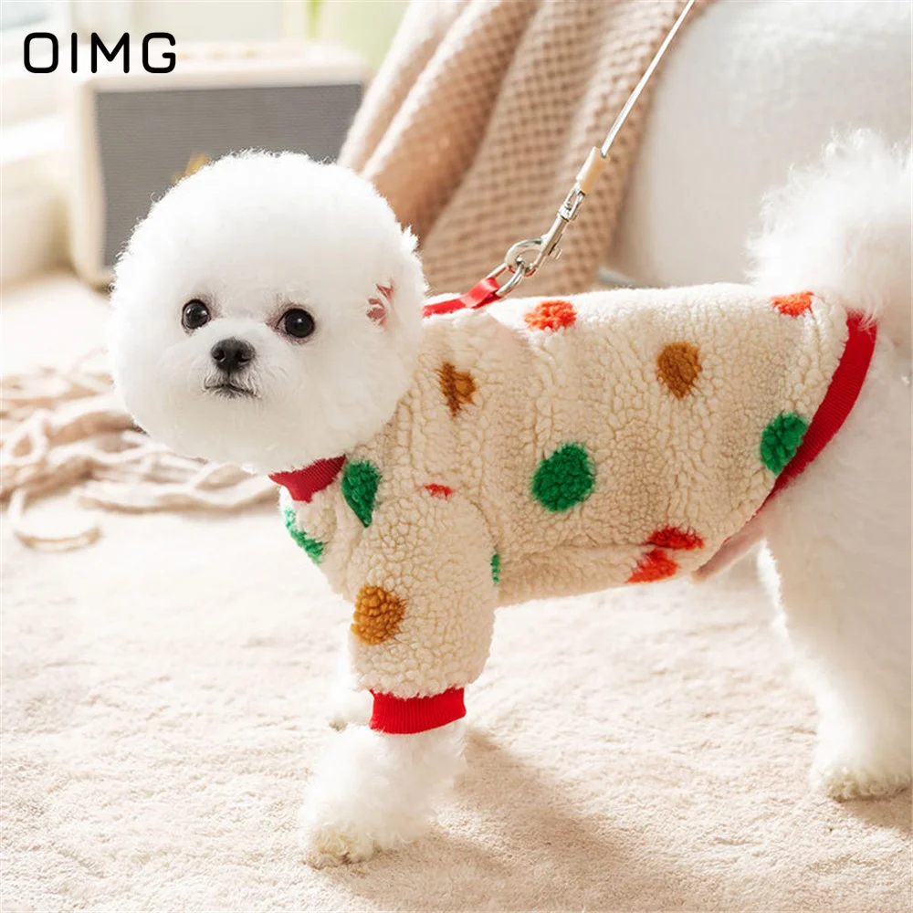 

OIMG Lamb Fleece Small Dogs Clothes Thicken Puppy Hoodies Polka Dots Pets Dogs Clothing Winter Pets Outfits Cat Warm Sweatshirt