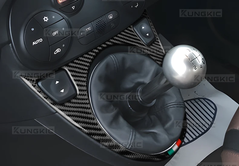 Für Fiat 500 2008-2015 & Abarth 595 695 595C 695C 2012 2013 2014 2015 AT MT Echte Carbon-Faser Schalthebel-Verkleidung Aufkleber – Detail 10