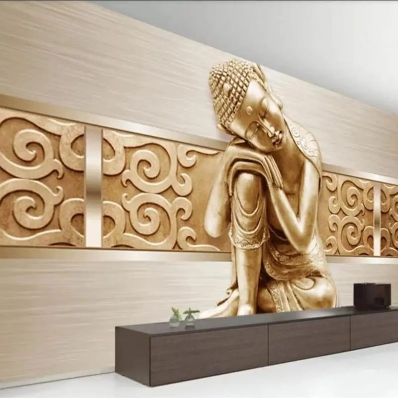 

wellyu Custom wallpaper 3d papel de pared Buddha statue обои background wall temple fair nunnery decoration painting wallpapers