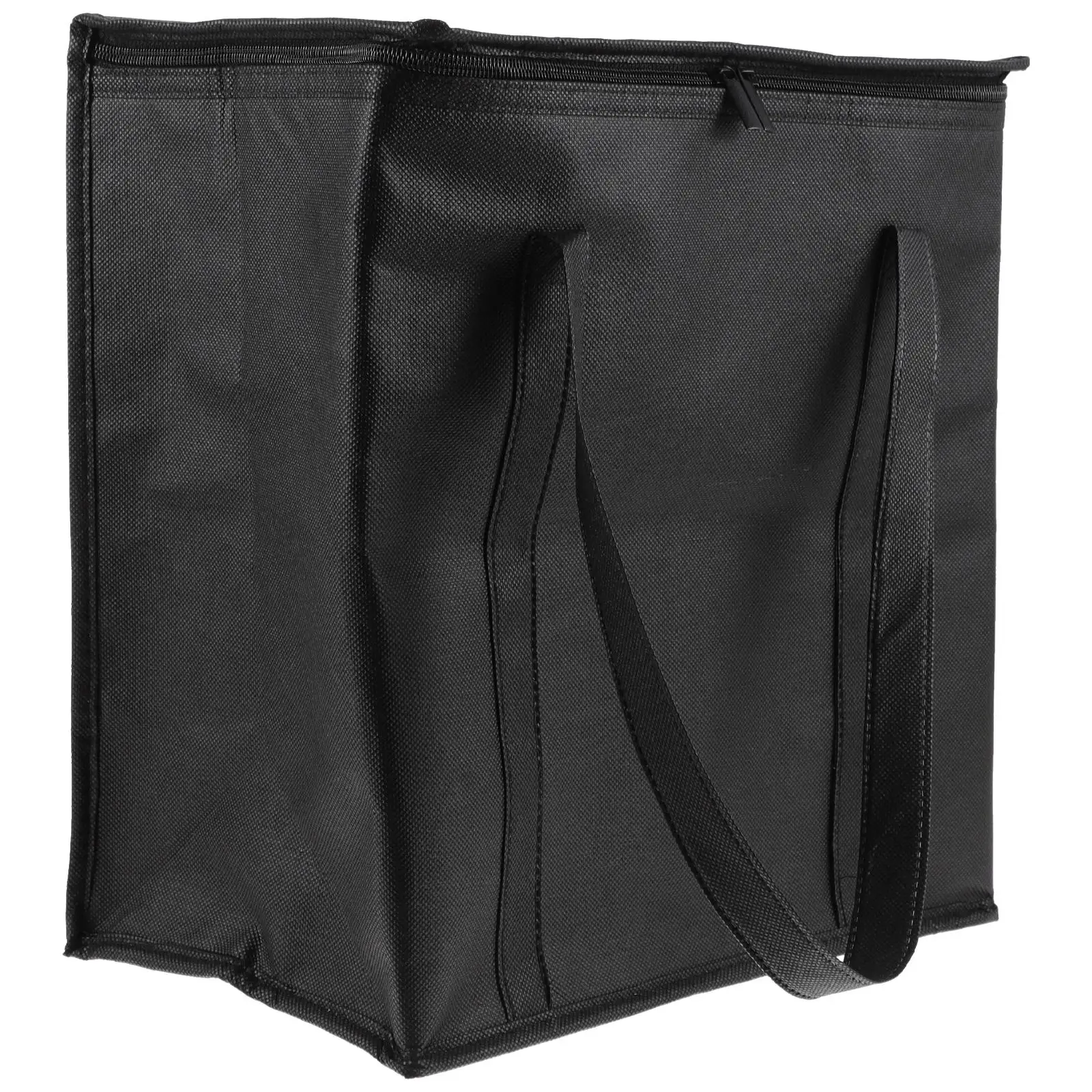

Insulated Shopping Bag Portable Cooler Tote 33x20.5x35.5cm Black Non woven Thermal Bag for Groceries Reusable Collapsible Easy